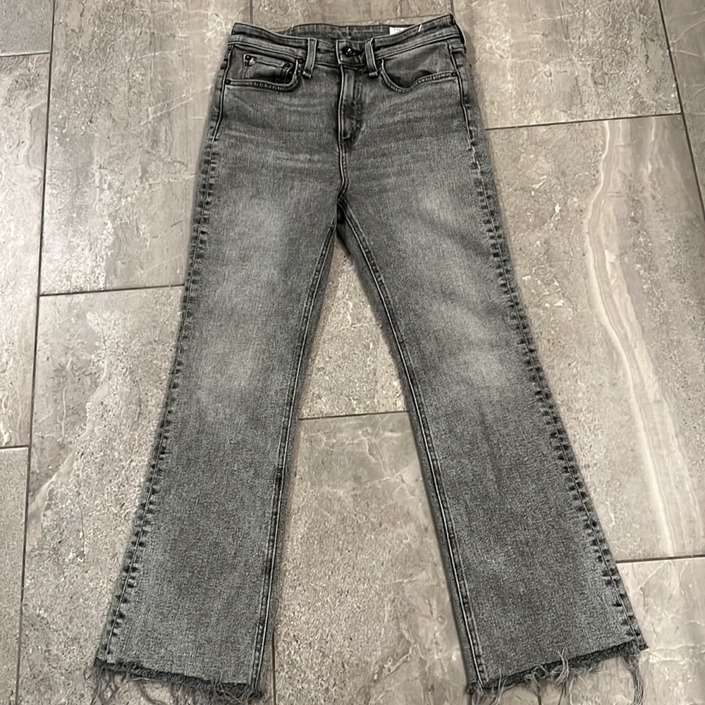 rag & bone Nina High-Rise Ankle Flare Jeans in Broderick